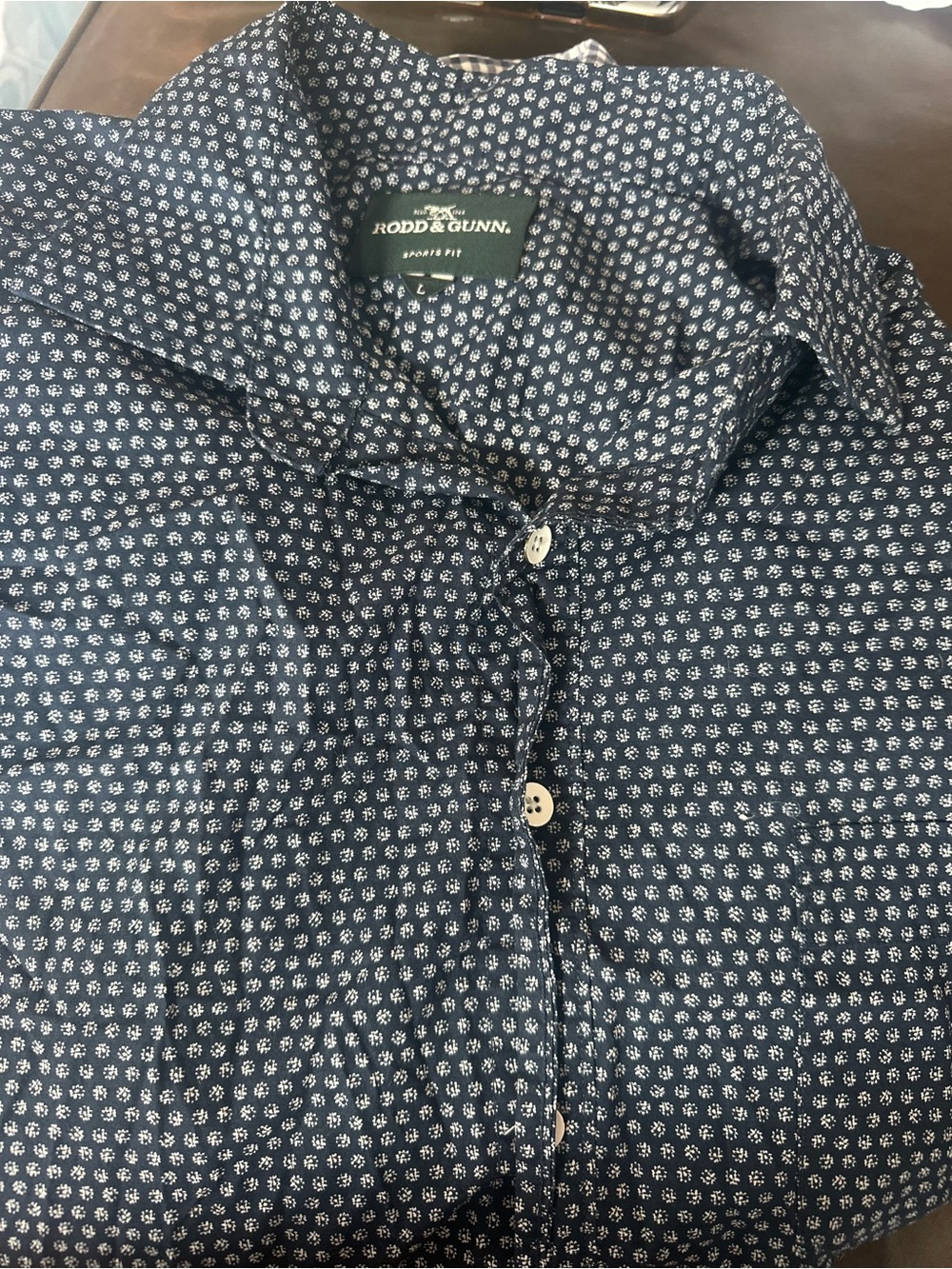 Rodd & Gunn Navy Shirt with White Micro Motif